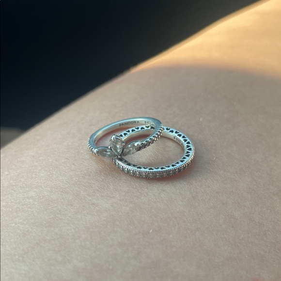 Pandora Silver Marquise Ring Trio - Picture 3 of 5